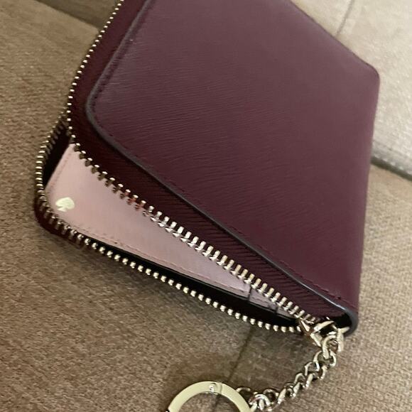 KATE SPADE WALLET ZIP AROUND PINK/MAROON KEY CHAIN VERSATILE AESTHETIC - Picture 4 of 8